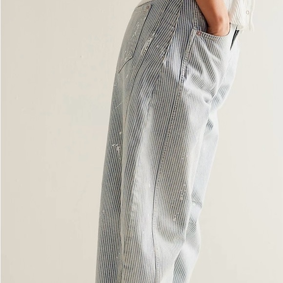 Free People Barrel Jean-railroad stripe - Picture 2 of 5